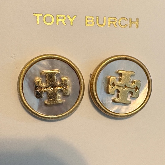 Tory Burch Gold-tone and Mother of Pearl Stud Earrings - Picture 4 of 4